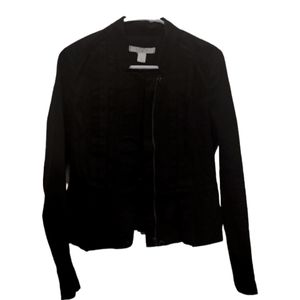 Loft size 2 black pleated jean zip up jacket